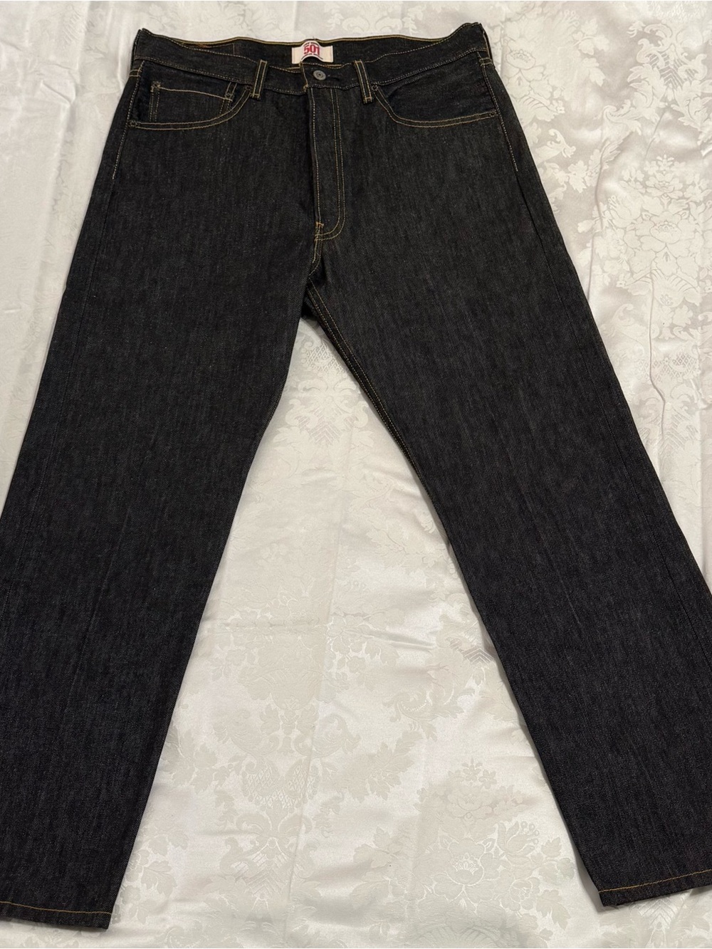 Levi’s Original 501 Men's Selvedge Denim Button-fly Dark Wash Jeans, 34 W x 32 L